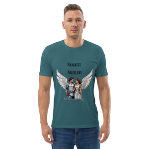 Namaste Nuzzler Angel Warrior Spiritual Couple Unisex organic cotton t-shirt