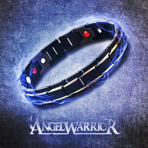 "ANGEL WARRIOR" Stainless Steel Energy Bracelet | Round Black Stone | Magnetic positive energies